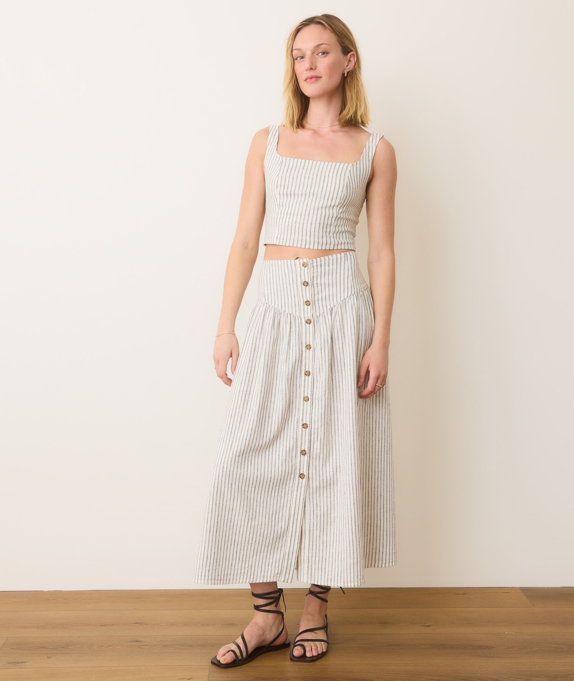 Jade Button Through Skirt