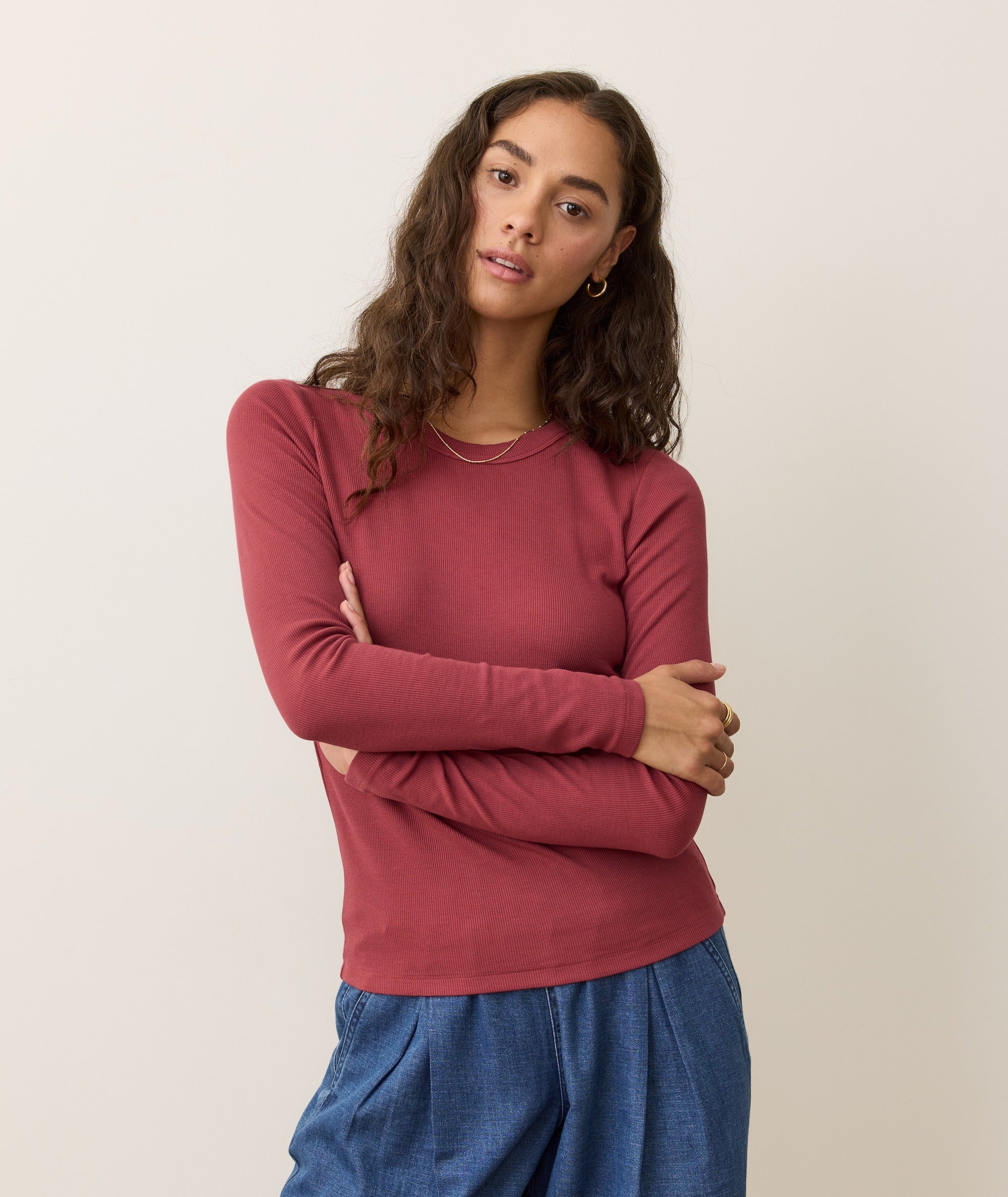 Lexi Rib Sun-In Long Sleeve Crew Tee