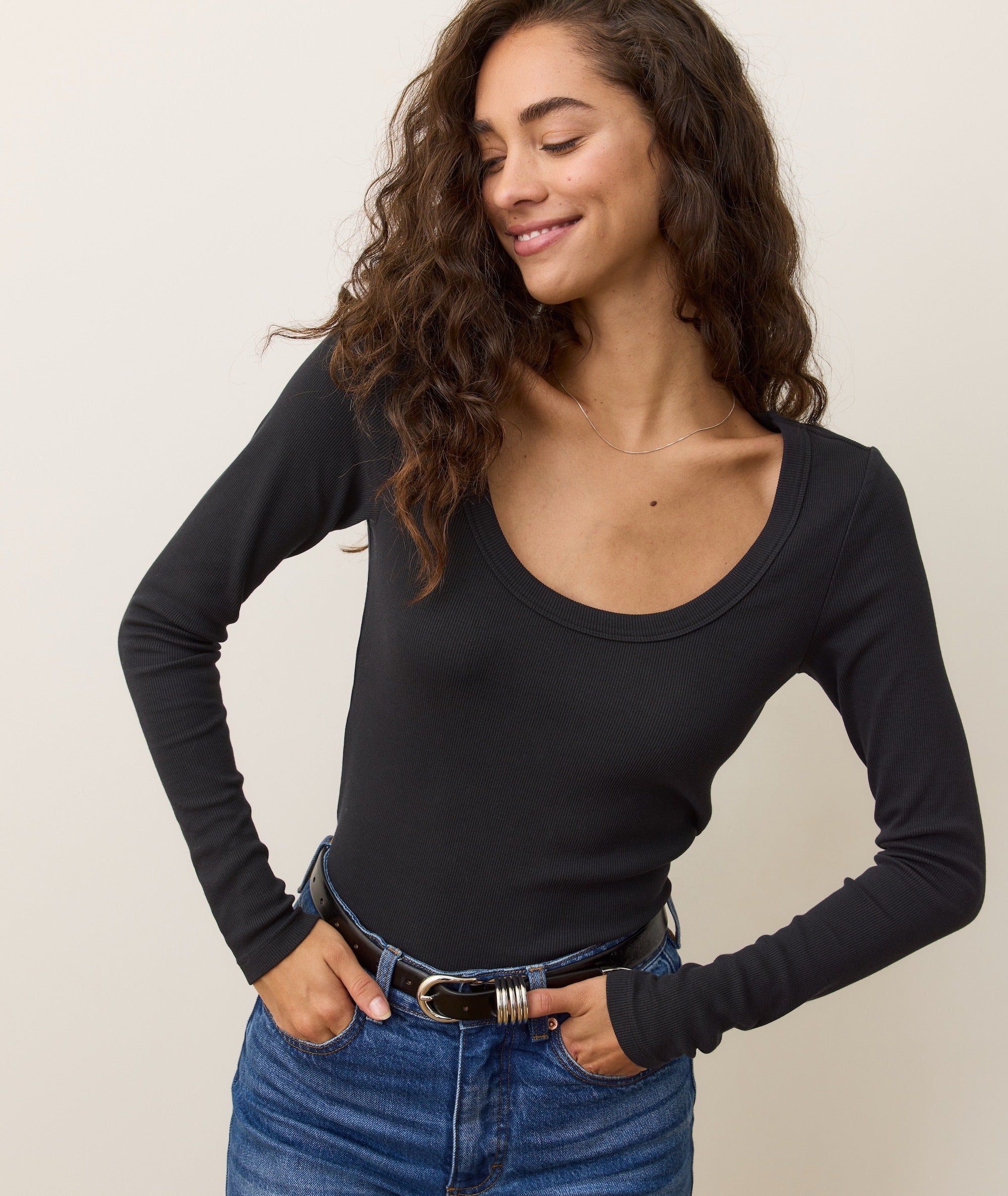 Lexi Rib Sun-In Long Sleeve Scoop Tee